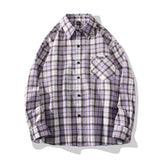 men fall outfits casual 2024 Spring New Long Sleeve Plaid Shirt Men's Casual Loose Thin Shirt Coat Hong Kong Style plus Size