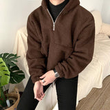 Tryess-TRY No. 3348 HALF ZIP-UP FLEECE HOODIE