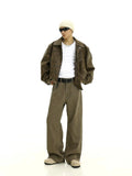 Tryess-TRY No. 10266 COFFEE WIDE STRAIGHT PANTS