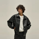 Tryess-TRY No. 10042 LEATHER ZIP-UP JK