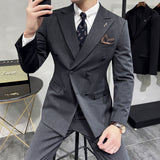 Tryesstore suit Business Casual Suit Men's Slim Fit Bridegroom Wedding Suit Formal Dress Solid Color Suit Three-Piece Suit