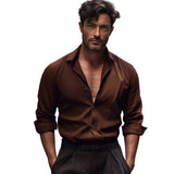 masculine men Model New Medieval Men's Vintage Cotton Linen Crepe Lapel Shirt C32