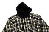 men fall outfits West Bank Thickened Brushed Flannel Warm Quilted Hooded Plaid Shirt Shirt Coat