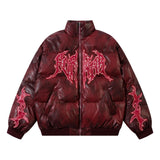 winter outfits men 8250 American Retro 2024 Autumn and Winter Trendy PU Leather Bread Coat Leather Embroidered Thickened Men's Warm Cotton-Padded Coat