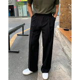 Tryess-TRY No. 9238 BLACK FOLDED STRAIGHT PANTS