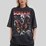 t shirt Washed Retro Retro Retro Halloween Scary American Dark Loose Top Scary Mask Short Sleeve T-shirt