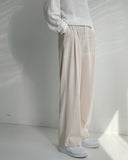 Tryess-TRY No. 5176 DRAPE TOP FOLDED WIDE STRAIGHT PANTS