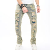 streetwear men outfits Men's Jeans Nostalgic Trendy Worn Slim Fit Slightly Stretch Men's Pants Trendy