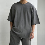 TRYESS- TRY9521 DARK GRAY HALF SLEEVE SHIRT & SHORTS