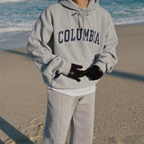 Tryess- TRY6236 COLUMBIA LETTERED PULLOVER HOODIE