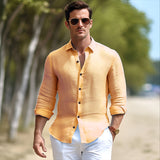 masculine men Model New Medieval Men's Vintage Cotton Linen Crepe Lapel Shirt C32