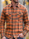 men fall outfits 2024 Autumn and Winter Men's New Shirt Men's Plaid Printed Fleece-lined Men's Pocket Shirt