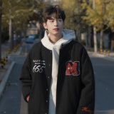 men in black costume Winter Youth Popular Thin Men's Cotton-Padded Jacket Mid-Length Cardigan Hooded Collar Cotton-Padded Coat