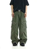 TRYESS- TRY11409 GREEN RECONSTRUCTED BAGGY CARGO JEANS