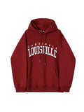 Tryess- TRY11035 CRIMSON RED LETTERED PULLOVER HOODIE