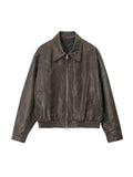 Tryess-TRY No. 11274 OLD BROWN RODEO LEATHER ZIP-UP JK