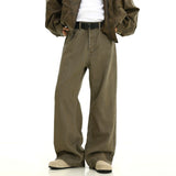 Tryess-TRY No. 10266 COFFEE WIDE STRAIGHT PANTS