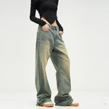 Tryess-TRY No. 10124 RETRO BLUE WIDE STRAIGHT DENIM JEANS