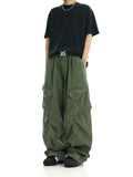 TRYESS- TRY11409 GREEN RECONSTRUCTED BAGGY CARGO JEANS