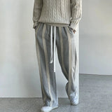 Tryess-TRY No. 10201 DRAWSTRING STRIPED STRAIGHT PANTS