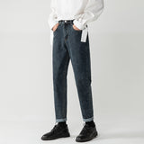 men in black costume Straight Loose Jeans Men's Autumn Korean Style Fashionable Cropped Pants Casual Cropped Pants