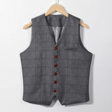 mens costumes Fashion Simple Men's Vest Vest Business plus Size Formal Casual Plaid Single-Breasted