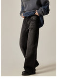 Tryess-TRY No. 11173 WASHED BLACK WIDE STRAIGHT DENIM JEANS