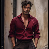 masculine men Model New Medieval Men's Vintage Cotton Linen Crepe Lapel Shirt C32