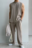 Tryess-TRY No. 9524 PLEATED SLEEVELESS SHITryess-TRY & WIDE DRAWSTRING PANTS