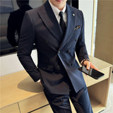 Tryesstore suit Special Offer Manufacturer Men's Double Breasted Suit Suit Men's Business Suit Three-Piece Suit plus Size