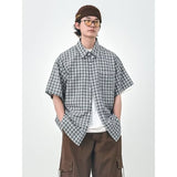 boy outfits Summer 2024 New Japanese Plaid Short-Sleeved Shirt for Boys Trendy All-Match Loose Ruan Handsome Casual Shirt