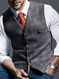 mens costumes Fashion Simple Men's Vest Vest Business plus Size Formal Casual Plaid Single-Breasted