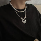 TRYESS-MENS FASHION CASUAL OUTFITS CLOTHING ACCESSORIES TRENDY MEN'S ACCESSORIES WHITE PEARL NECKLACE