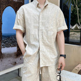 fall outfits men Same Style Men's Summer Cotton and Linen Breathable Shirt + Shorts Suit Korean Style Simple Loose Wide Version Suit