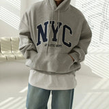 Tryess- TRY11065 NYC EMBROIDERED LETTERED PULLOVER HOODIE