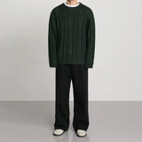 Tryess-TRY No. 10183 DARK GREEN TWIST KNITTED SWEATER