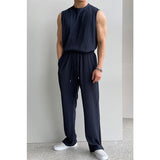 Tryess-TRY No. 9524 PLEATED SLEEVELESS SHITryess-TRY & WIDE DRAWSTRING PANTS