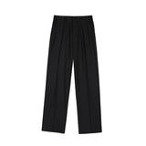 Tryess-TRY No. 9238 BLACK FOLDED STRAIGHT PANTS