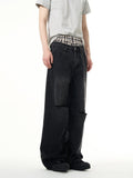 TRYESS- TRY10904 RIPPED WASHED BLACK DENIM JEANS