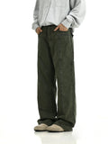 Tryess-TRY No. 11427 ARMY GREEN STRAIGHT CARPENTER PANTS