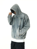 Tryess-TRY No. 10259 HOODED DENIM PULLOVER HOODIE