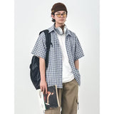 boy outfits Summer 2024 New Japanese Plaid Short-Sleeved Shirt for Boys Trendy All-Match Loose Ruan Handsome Casual Shirt