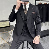 suit Business Casual Suit Men's Slim Fit Bridegroom Wedding Suit Formal Dress Solid Color Suit Three-Piece Suit