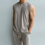 Tryesstore-Streetwear Men Outfits Tomboy Fits - TRY9524 PLEATED SLEEVELESS SHIRT & WIDE DRAWSTRING PANTS