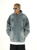 Tryess-TRY No. 10259 HOODED DENIM PULLOVER HOODIE