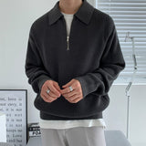 Tryess-TRY No. 6151 KNITTED HALF ZIP-UP COLLAR SWEATER