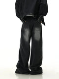 Tryess-TRY No. 10382 DARK GRAY BAGGY STRAIGHT DENIM JEANS