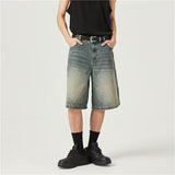 jort outfits 2024 Hong Kong Style New Summer Denim Shorts Men's American Vibe Retro Loose Fashion Brand Street Versatile Cropped Pants