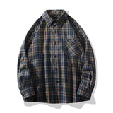 men fall outfits casual 2024 Spring New Long Sleeve Plaid Shirt Men's Casual Loose Thin Shirt Coat Hong Kong Style plus Size