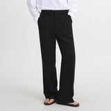 Tryess-TRY No. 2526 DRAPES STRAIGHT WIDE PANTS